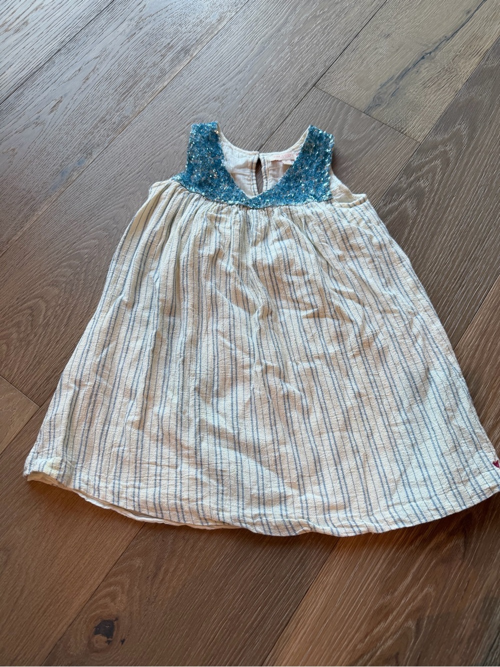 Pink Chicken girls Striped Dress with Blue Sequin